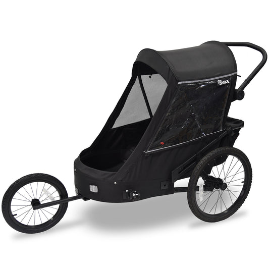 Wike Premium Suspension Children's Bike Trailer with Stroller & Jogging Kit - Black