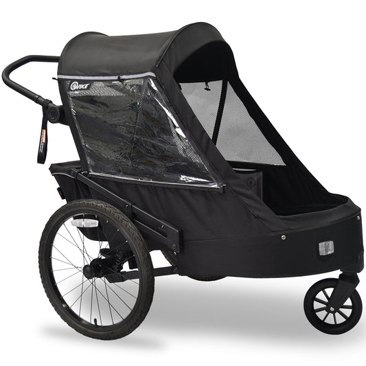 Wike Premium Suspension Children's Bike Trailer with Stroller & Jogging Kit - Black