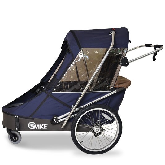 Wike Special Needs Large Bike Trailer with Stroller & Jogging Kit - Navy & Brown